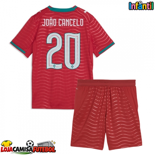 Camisa de Futebol Portugal Joao Cancelo #20 Equipamento Principal Infantil Mundo 2026 Manga Curta (+ Calças curtas)